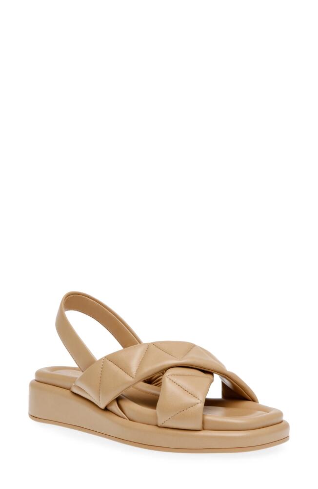 Anne Klein Artise Slingback Wedge Sandal in Beige Smooth Cover