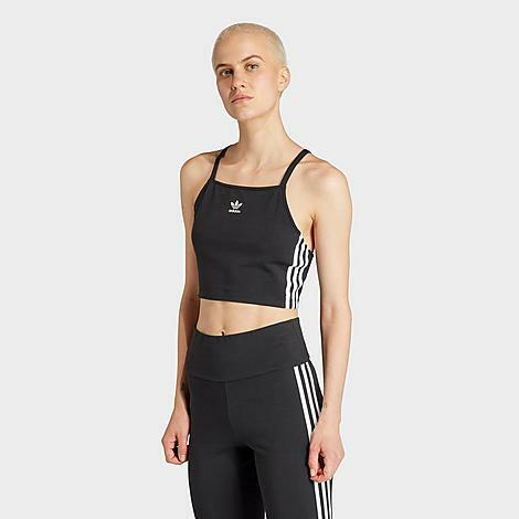 Adidas Women's adicolor 3-Stripes Crop Tank Top in Black/Black Cover