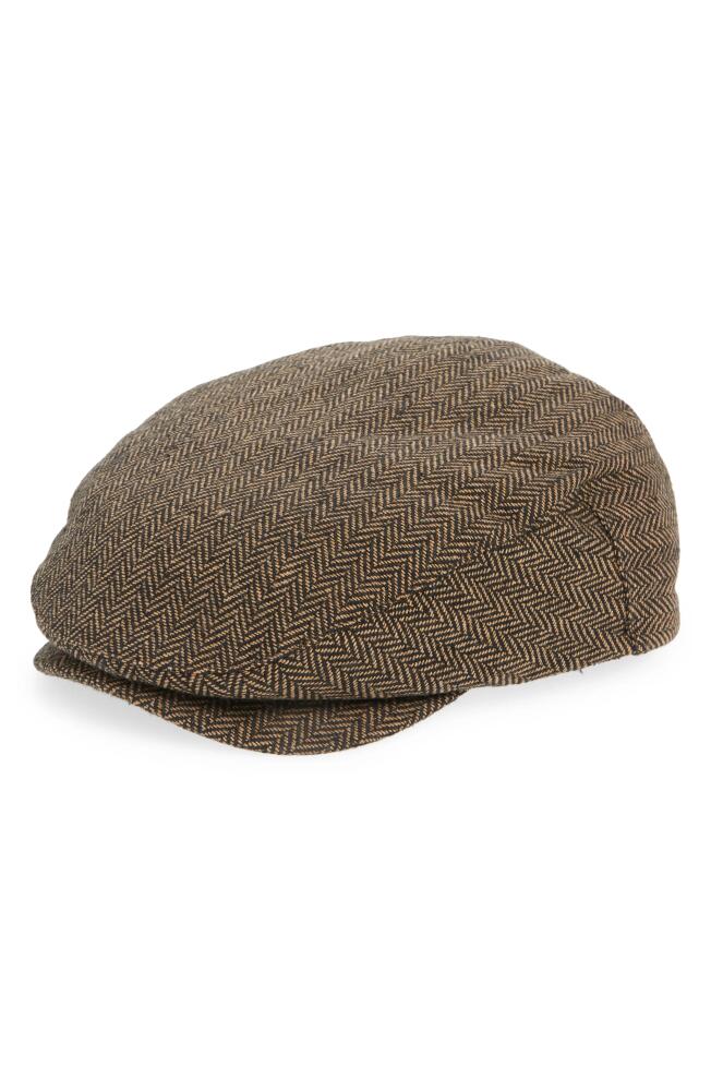 Brixton Herringbone Driving Cap in Brown/Khaki Cover