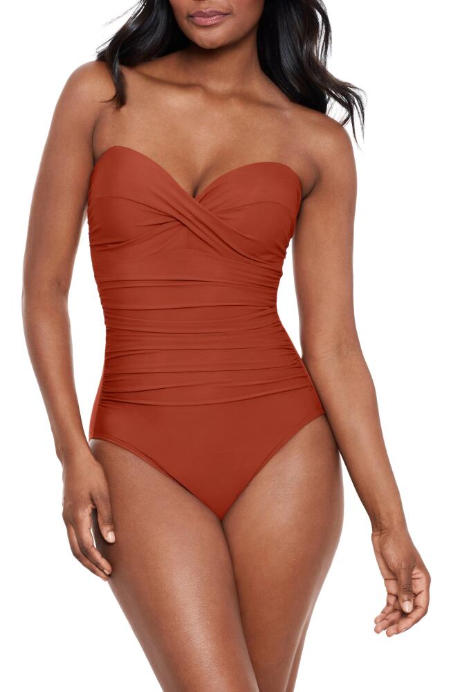 Miraclesuit Rock Solid Madrid Bandeau One-Piece Swimsuit in Spice Cover