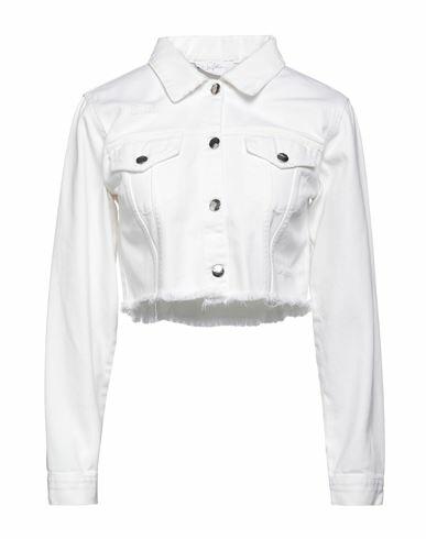 Soallure Woman Denim outerwear White Cotton Cover