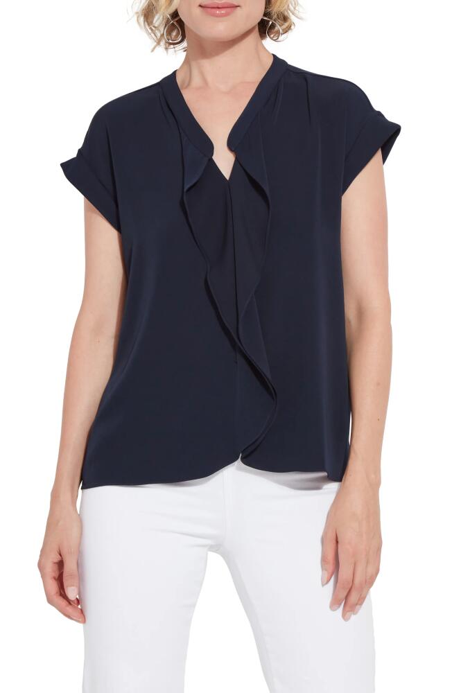 Lyssé Aurelia Ruffle Top in True Navy Cover