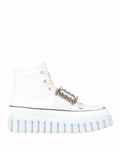 Roger Vivier Woman Sneakers White Textile fibers, Leather Cover