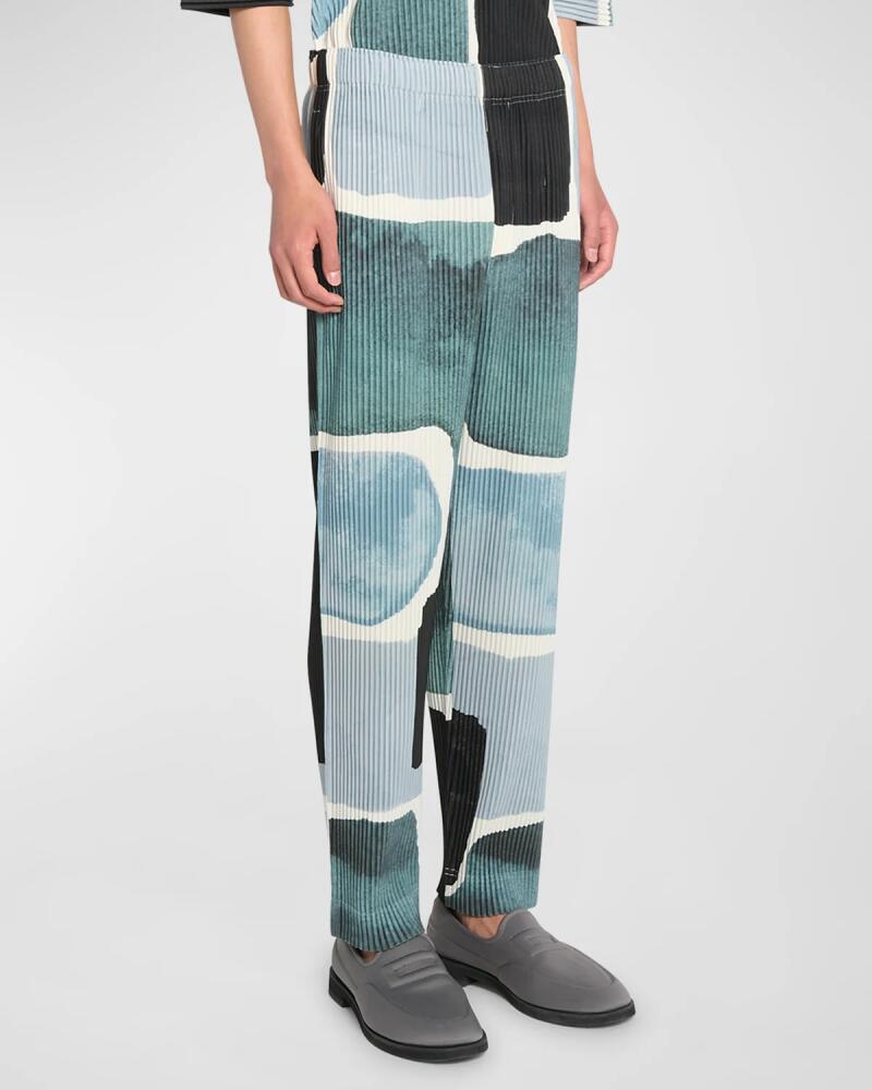 Homme Plisse Issey Miyake Men's Pleated Landscape-Print Pants Cover