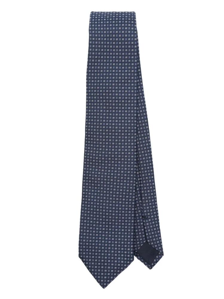 Corneliani geometric-jacquard tie - Blue Cover