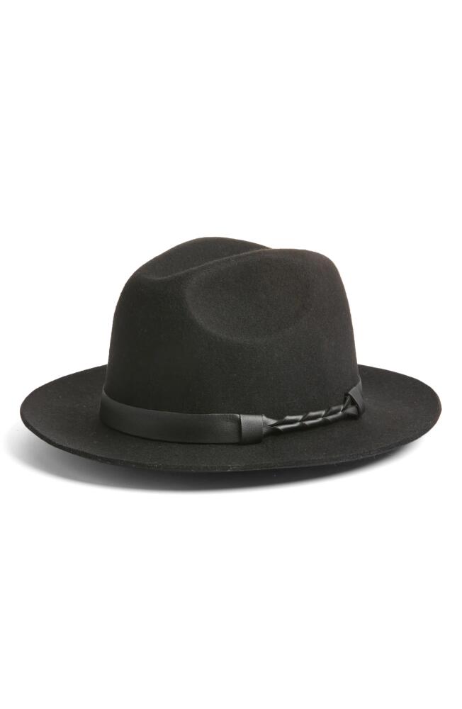 Nordstrom Braided Trim Wool Fedora in Black Combo Cover