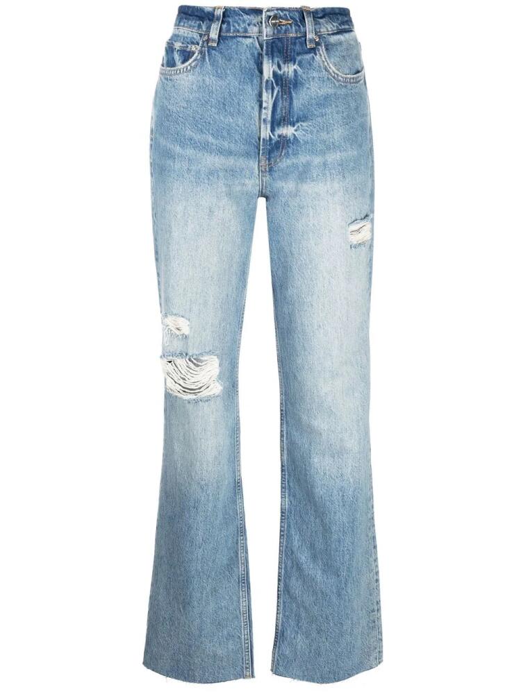 ANINE BING Olsen ripped straight-leg jeans - Blue Cover