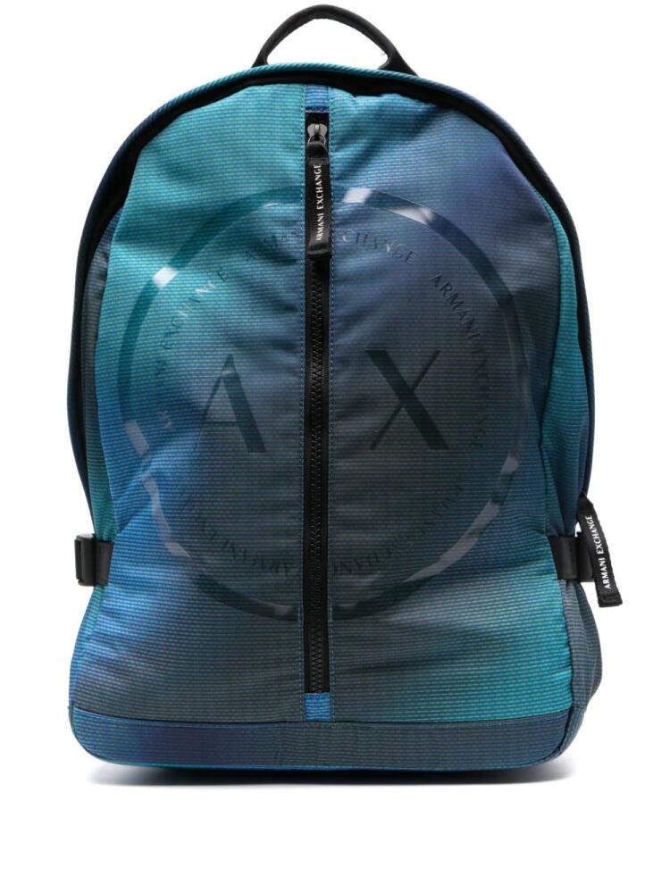 Armani Exchange logo-print geometric backpack - Blue Cover