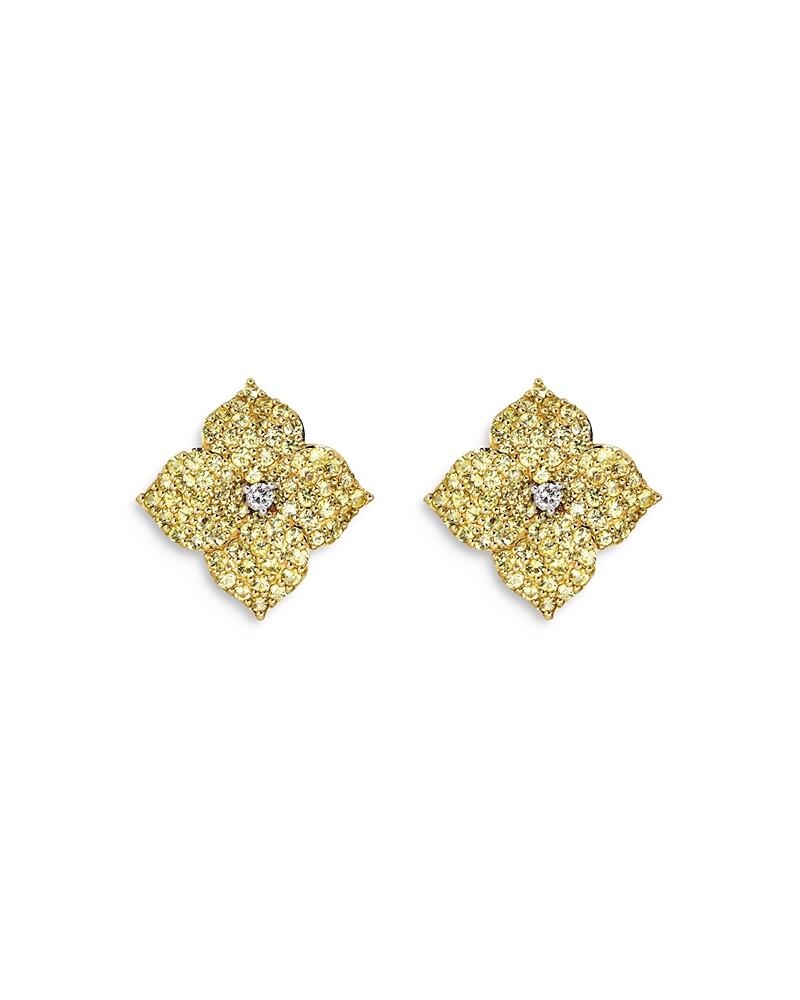 Piranesi 18K Yellow Gold Small Fiore Earrings with Yellow Sapphires and Diamonds Cover