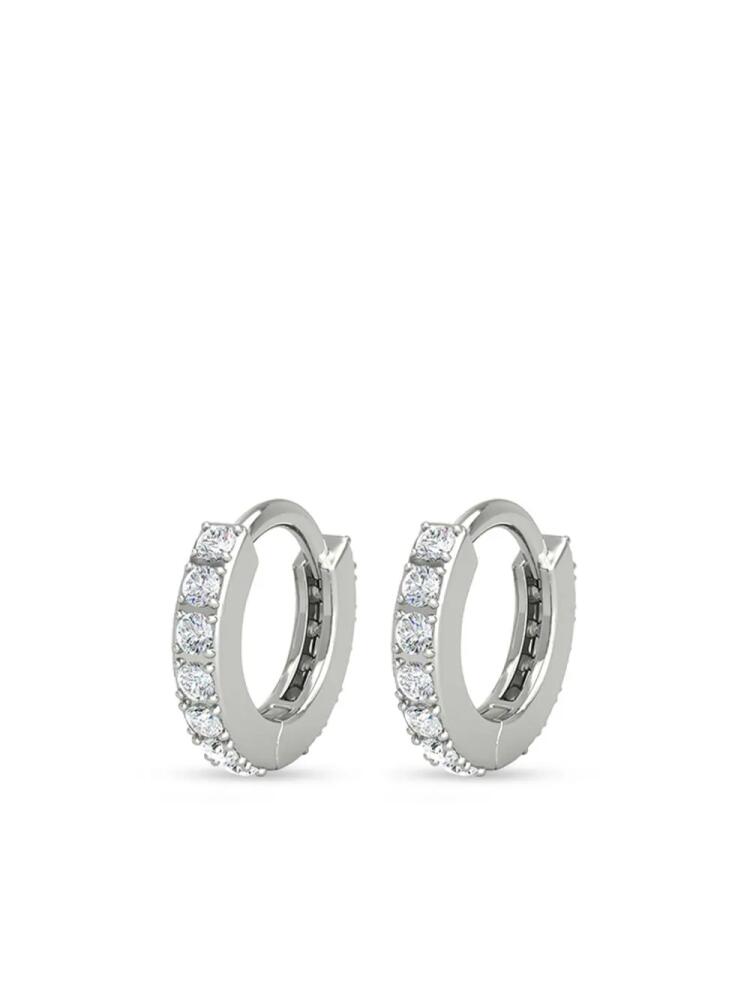 VEYNOU 14kt recycled white gold diamond mini huggie earrings - Silver Cover