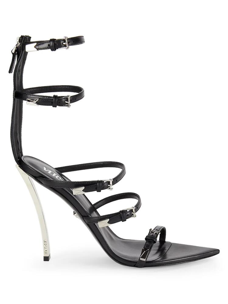 Versace Women's Strappy Leather Sandals - Black Cover