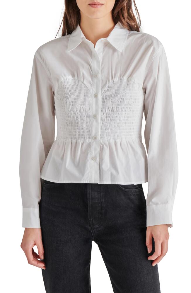 Steve Madden Marisol Smock Detail Cotton Button-Up Shirt in White Cover