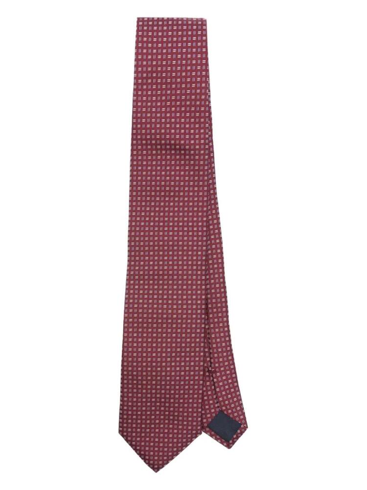 Corneliani geometric-jacquard tie - Red Cover