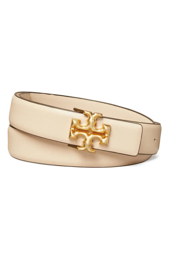 Tory Burch Eleanor Leather Belt in New Cream /Gold Cover