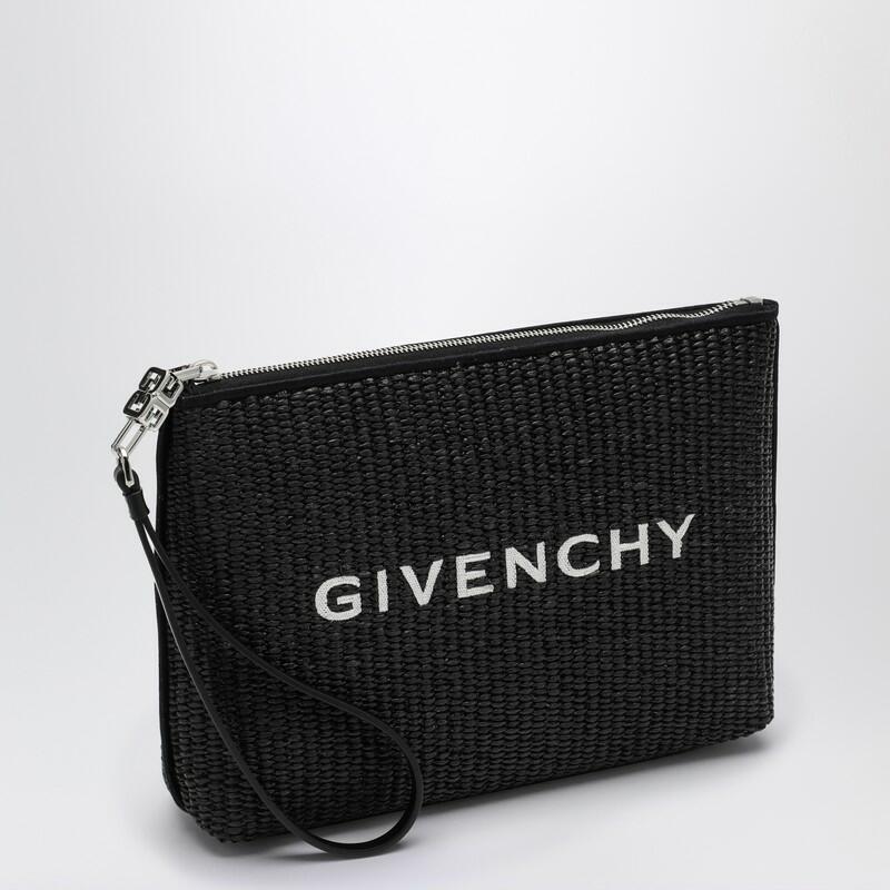 Givenchy Black raffia clutch bag with logo Cover