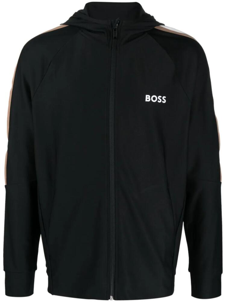 BOSS logo-print hooded jacket - Black Cover