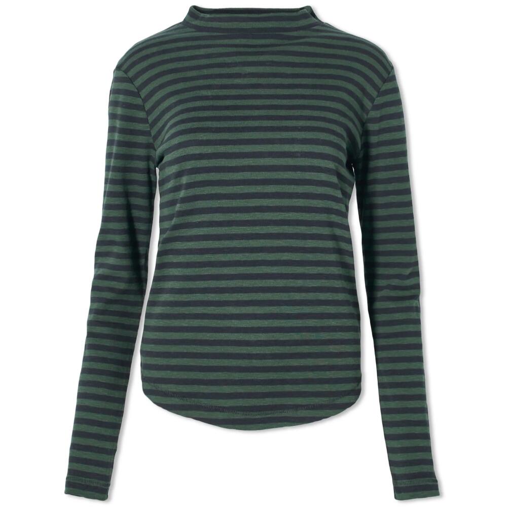 YMC Women's High Neck Rains Long Sleeve T-Shirt in Green-Black Cover