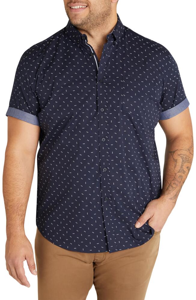 Johnny Bigg Benson Arrow Print Stretch Short Sleeve Button-Down Shirt in Navy Cover