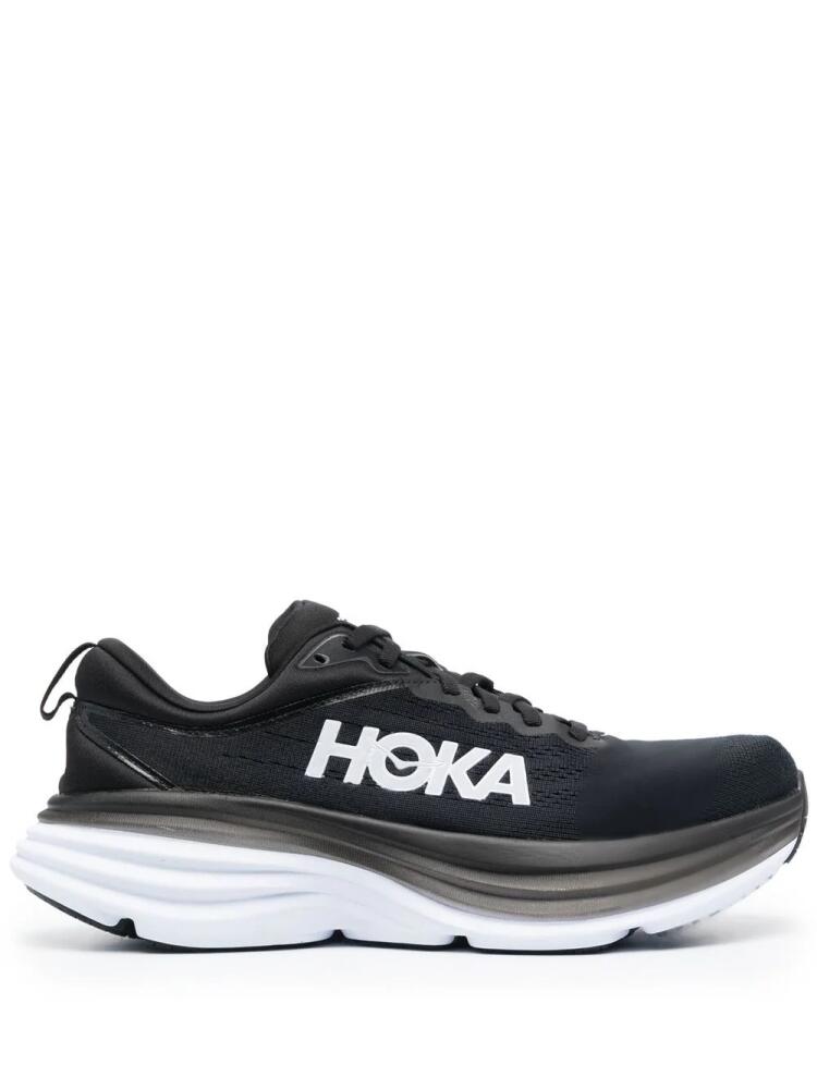 HOKA Bondi 8 logo-print lace-up sneakers - Black Cover