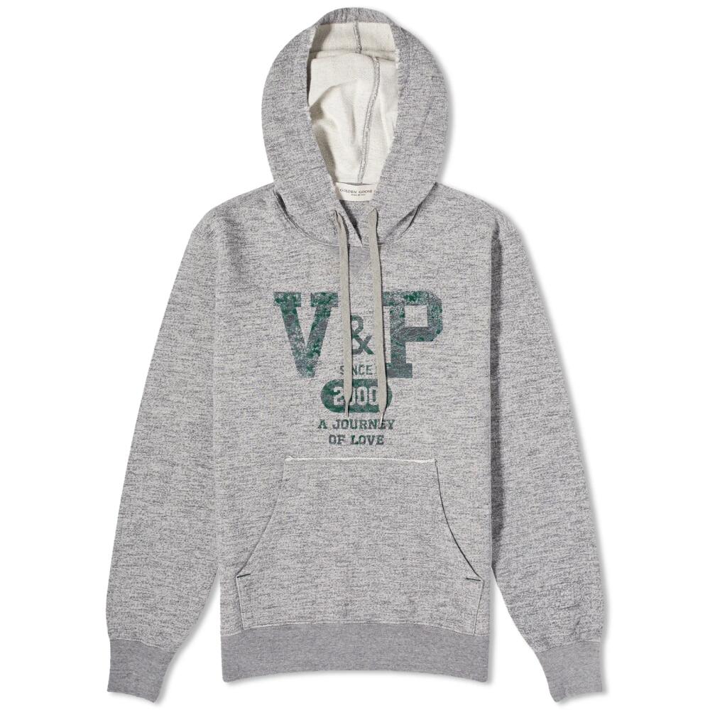 Golden Goose Men's V & P Print Hoodie in Grey Melange/Dark Green Cover