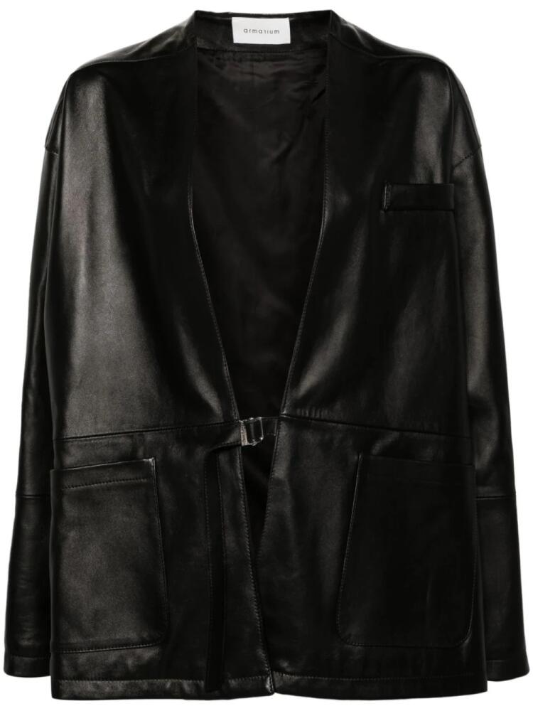 ARMARIUM drop-shoulder leather jacket - Black Cover