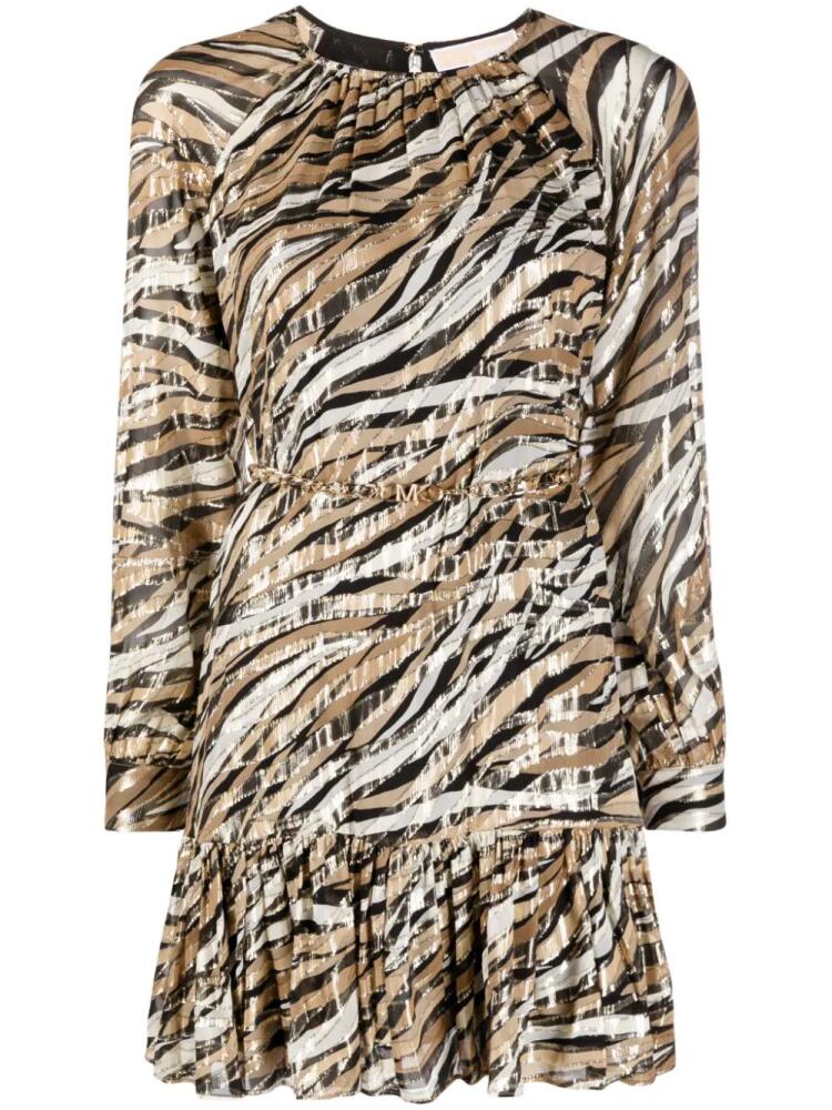 Michael Michael Kors zebra-print long-sleeved minidress - Neutrals Cover