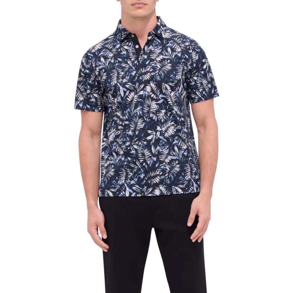 Bugatchi Hendrix Digital Leaf Print Pima Cotton Polo in Black Cover