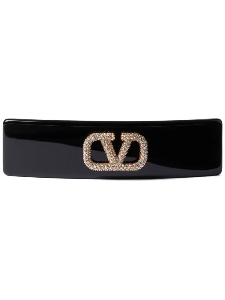 Valentino Garavani VLogo Signature crystal-embellished hair clip - Black Cover