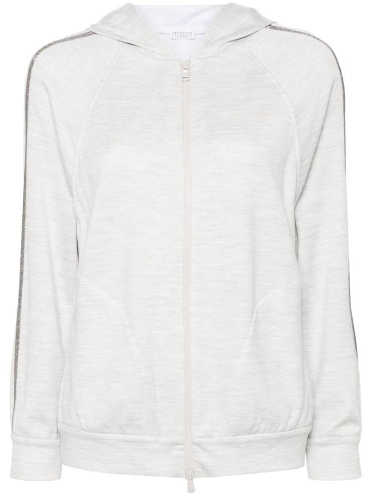 Brunello Cucinelli mélange-effect zip-up hoodie - Grey Cover