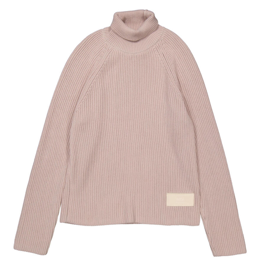 Ami Paris Rose Poudre Ribbed Turtleneck Label Sweater Cover