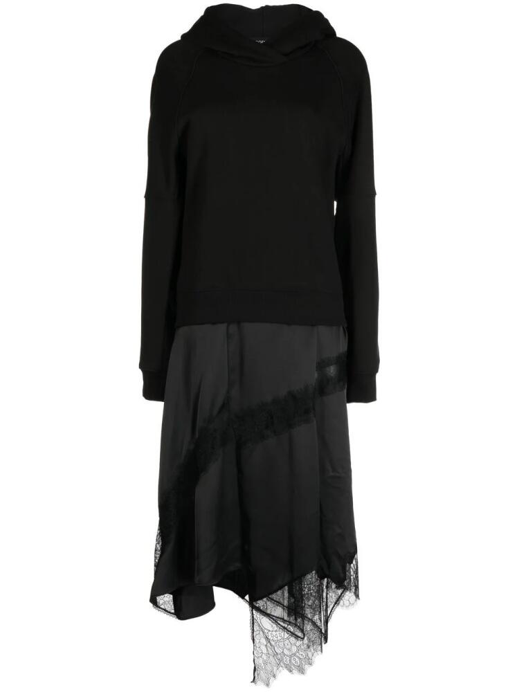 Goen.J lace-trim hooded midi dress - Black Cover