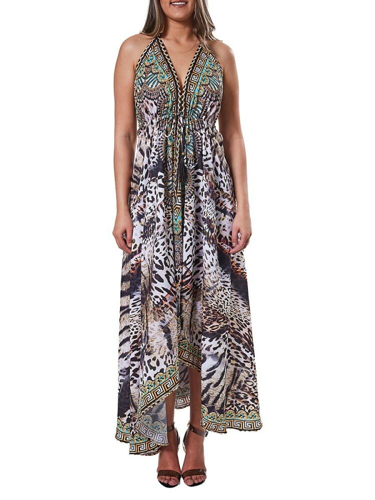 Ranee's Women's Animal Print Maxi Coverup Dress - Brown Cover