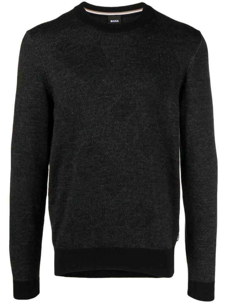 BOSS crew-neck virgin wool jumper - Black Cover