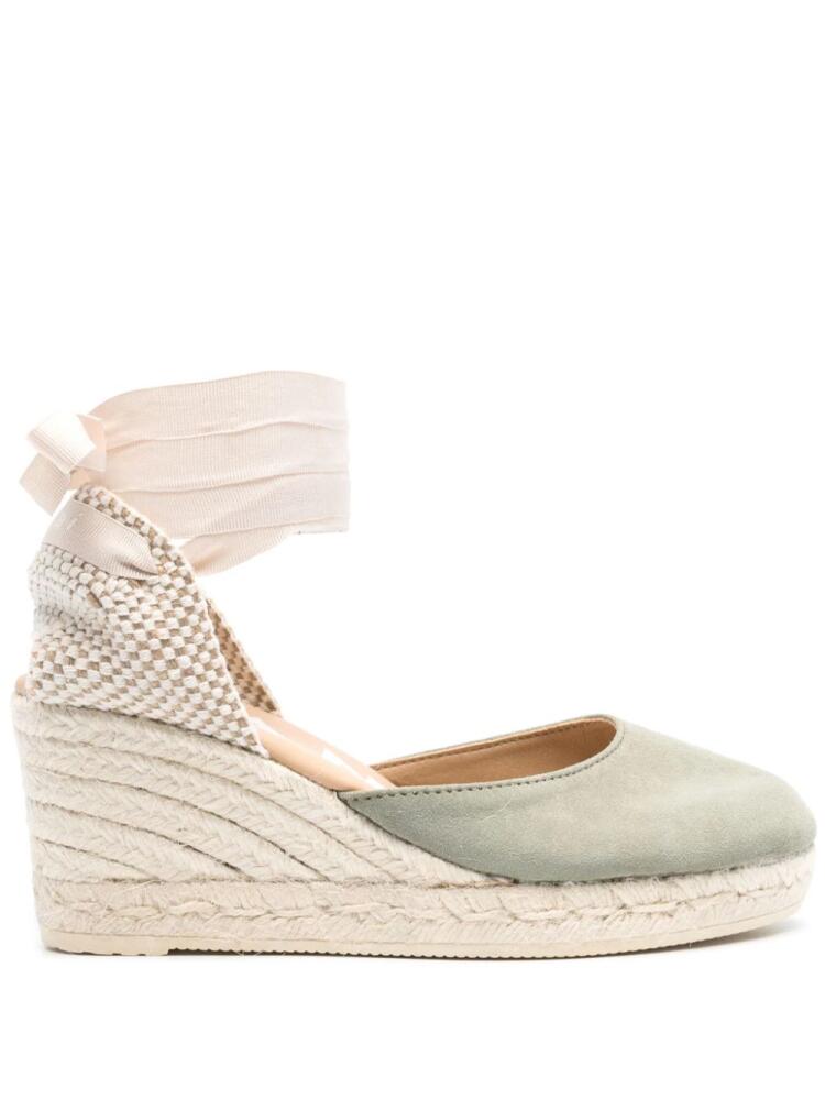 Manebi 75mm suede wedge espadrilles - Green Cover