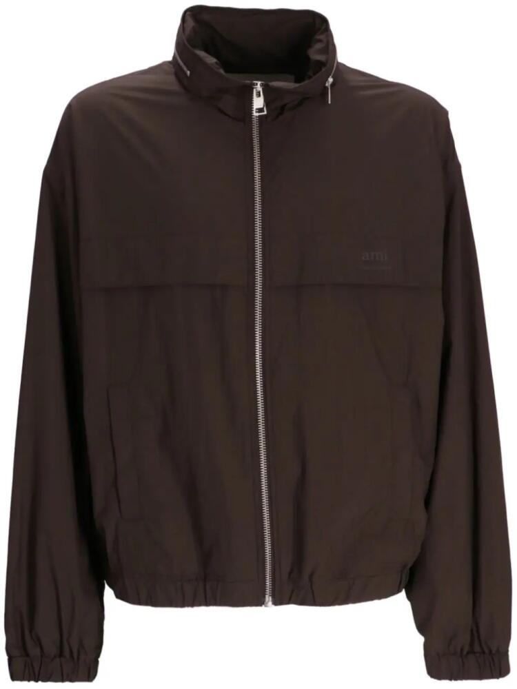 AMI Paris elasticated zipped windbreaker - Brown Cover