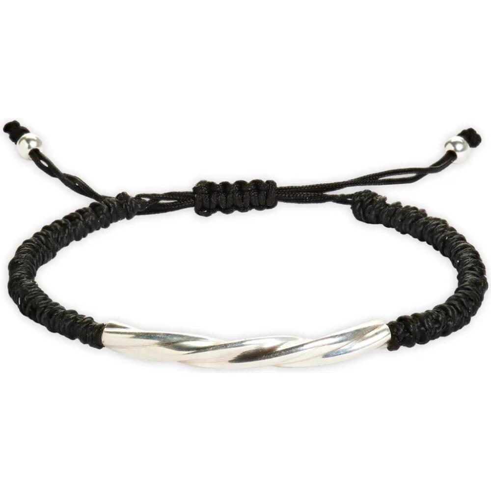 Caputo & Co. Men's Twisted Tube Macramé Slider Bracelet in Black Cover