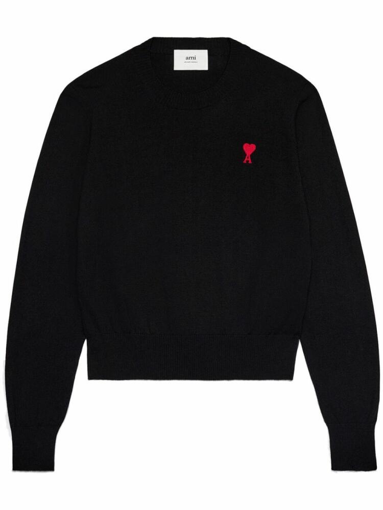 AMI Paris logo-embroidered wool jumper - Black Cover