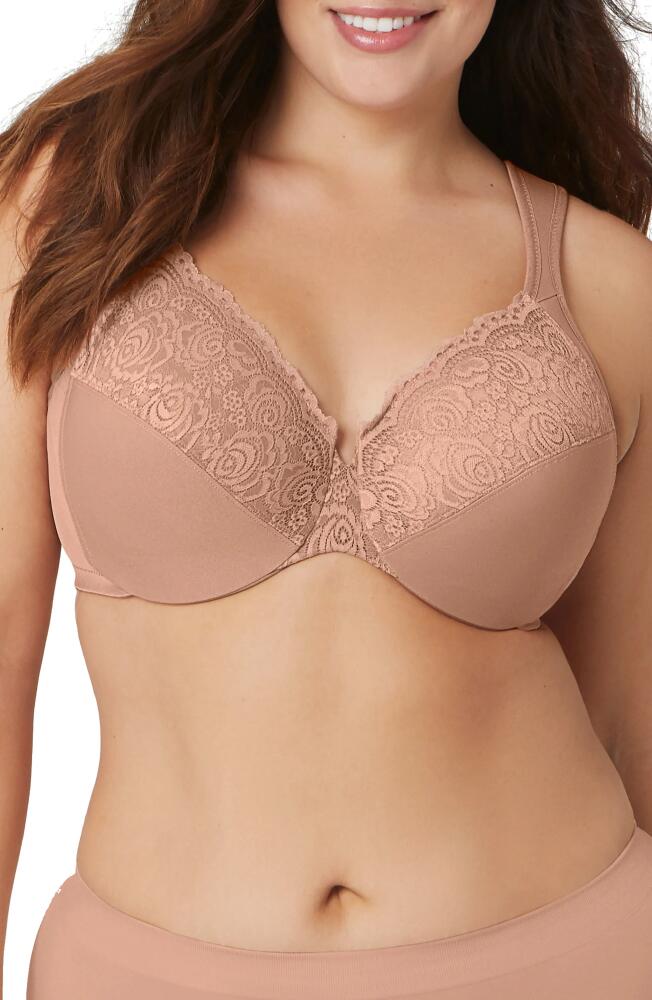 Glamorise WonderWire Low Cut Lace Underwire Bra in Cappuccino Cover