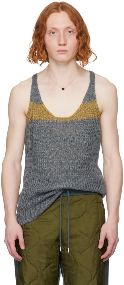 Dries Van Noten Gray Striped Tank Top Cover