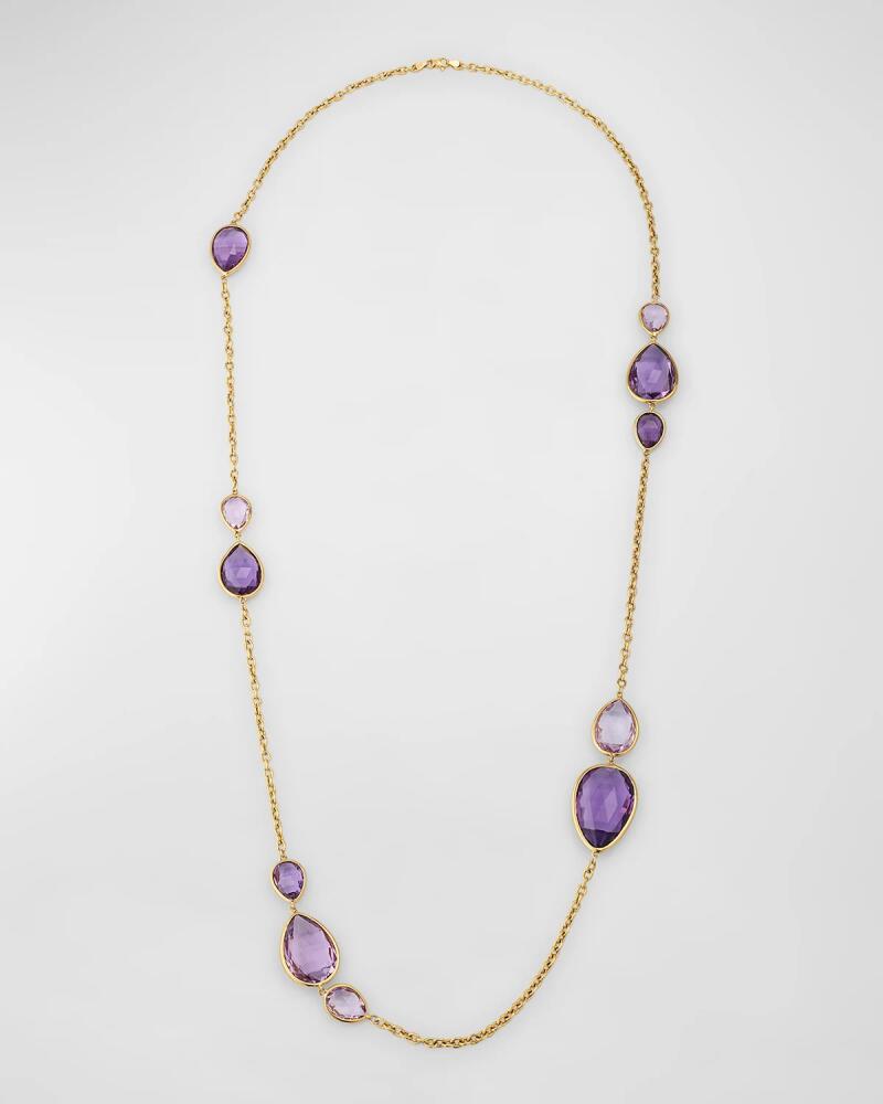 Goshwara Gossip 18K Yellow Gold 2-Tone Amethyst Briolette Station Necklace Cover