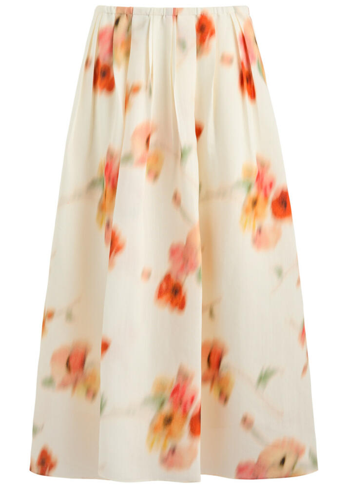 Vince Floral-print Midi Skirt - White Cover