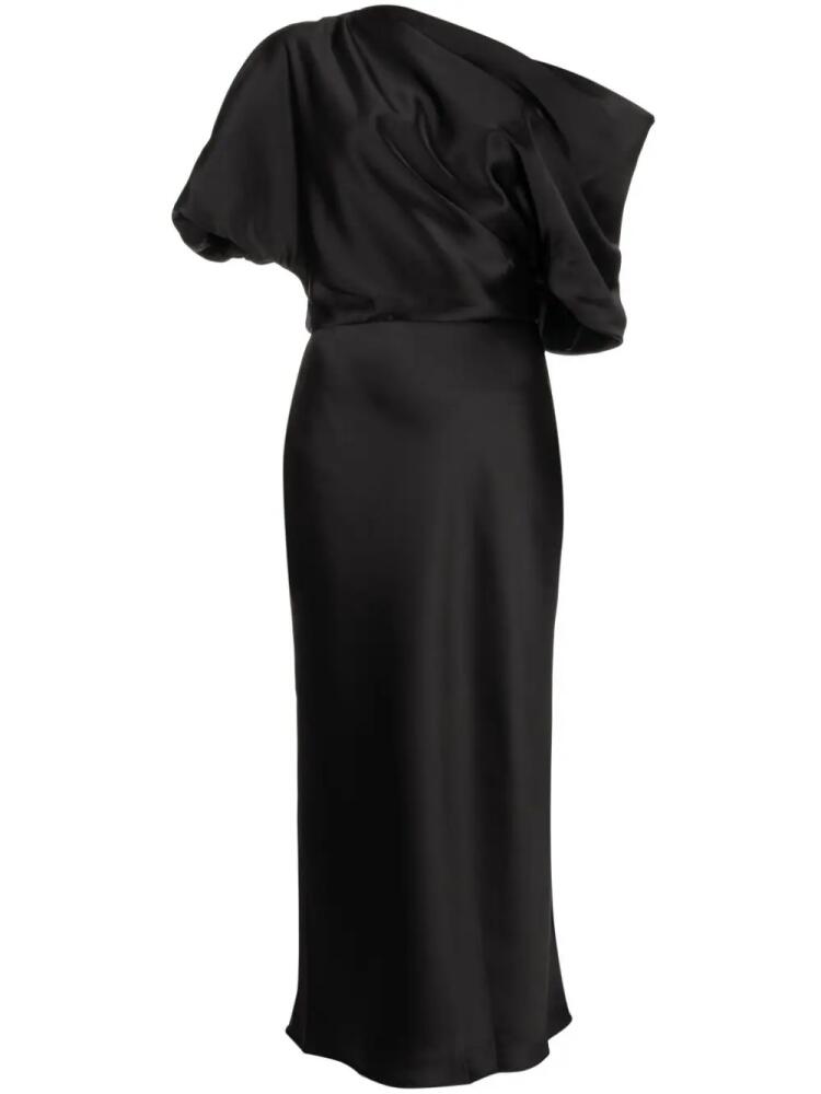 Amsale off-shoulder draped midi dress - Black Cover