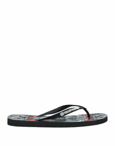 Philipp Plein Man Thong sandal Black Plastic Cover