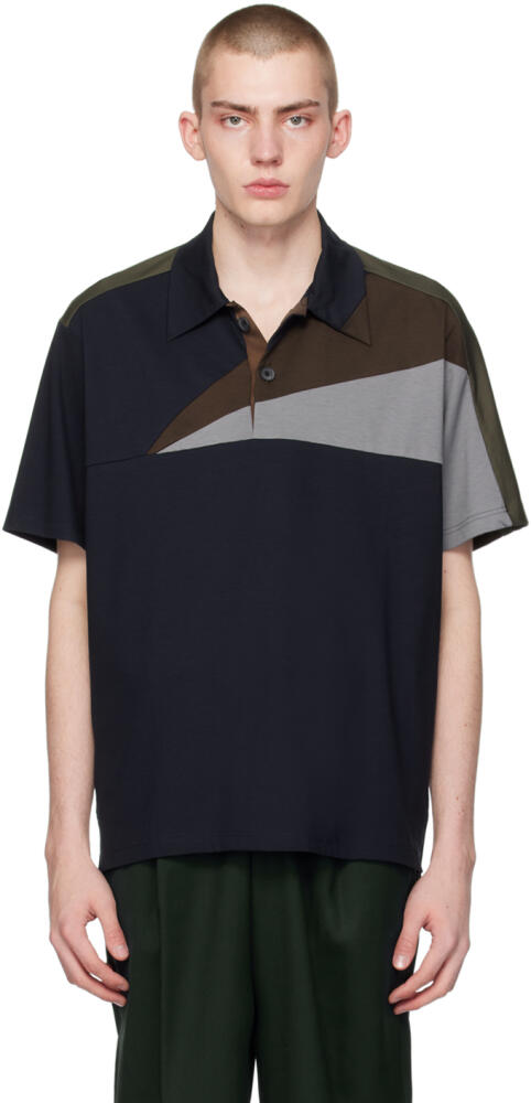 kolor Navy Paneled Polo Cover