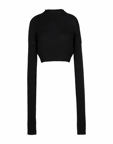 8 By Yoox Ribbed Knit Cropped Mock-neck Woman Turtleneck Black Organic cotton Cover