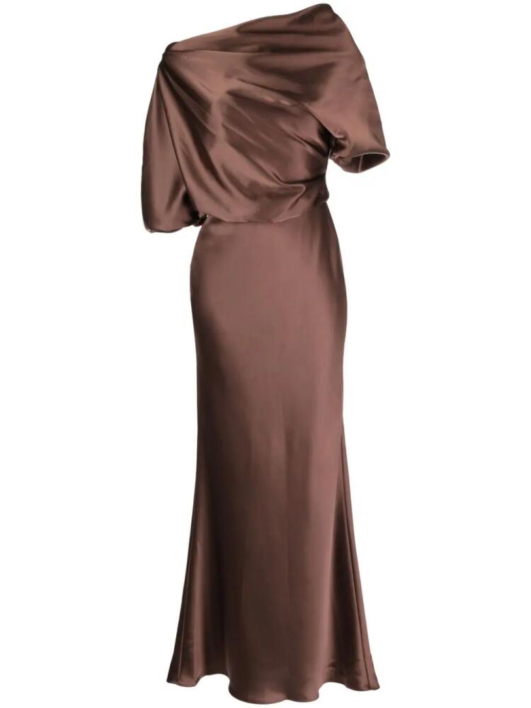 Amsale off-shoulder draped maxi dress - Brown Cover