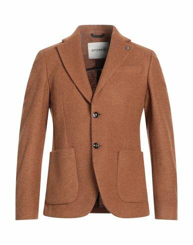 Officina 36 Man Blazer Camel Polyester, Virgin Wool, Acrylic Cover