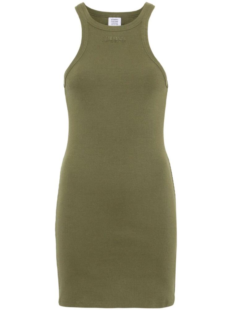 VETEMENTS logo-embroidered ribbed mini dress - Green Cover