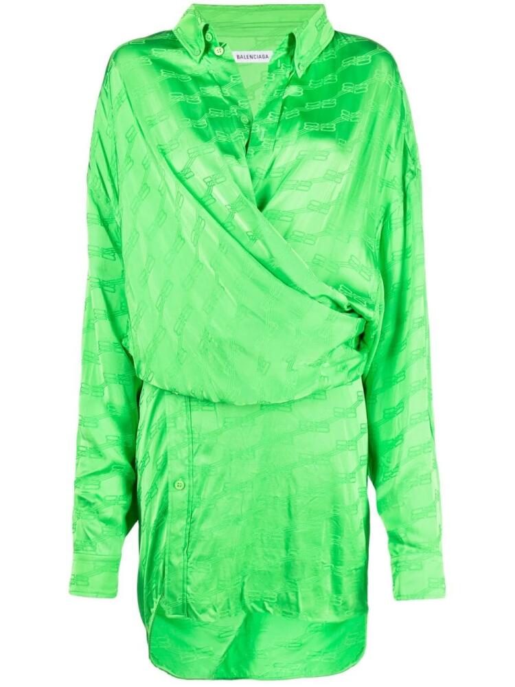 Balenciaga BB Monogram wrap dress - Green Cover