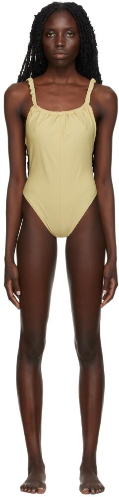 Diotima Yellow Matte Ruch One-Piece Swimsuits Cover